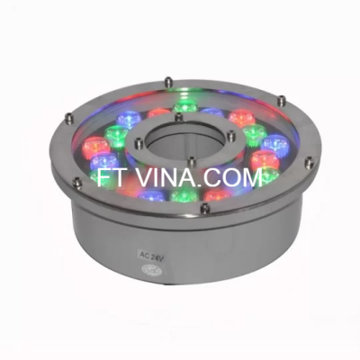 Đèn led âm nước HLUW2-18 RGB dạng bánh xe đổi màu